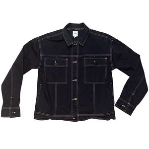 Vans Black Button-Front Contrast-Stitch Shirt Jacket Light Denim
